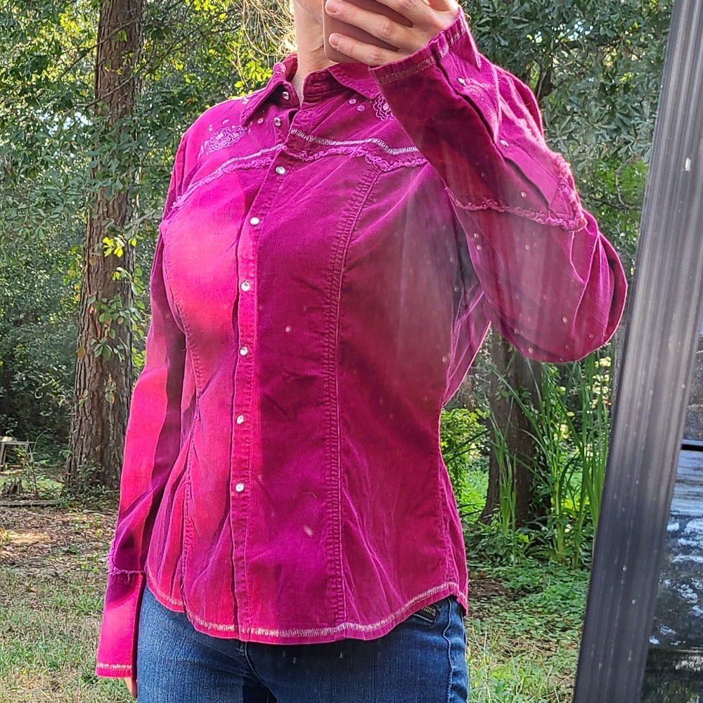 Fuchsia Canyon River Blues button up Shirt sz Lg